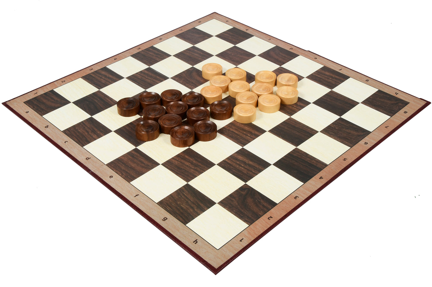Wooden Checkers / Draught Set in Sheesham & Boxwood - 35mm