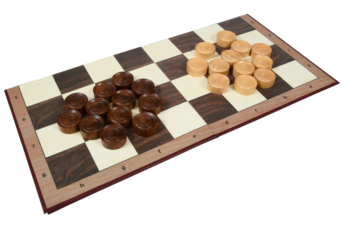 Wooden Checkers / Draught Set in Sheesham & Boxwood - 35mm