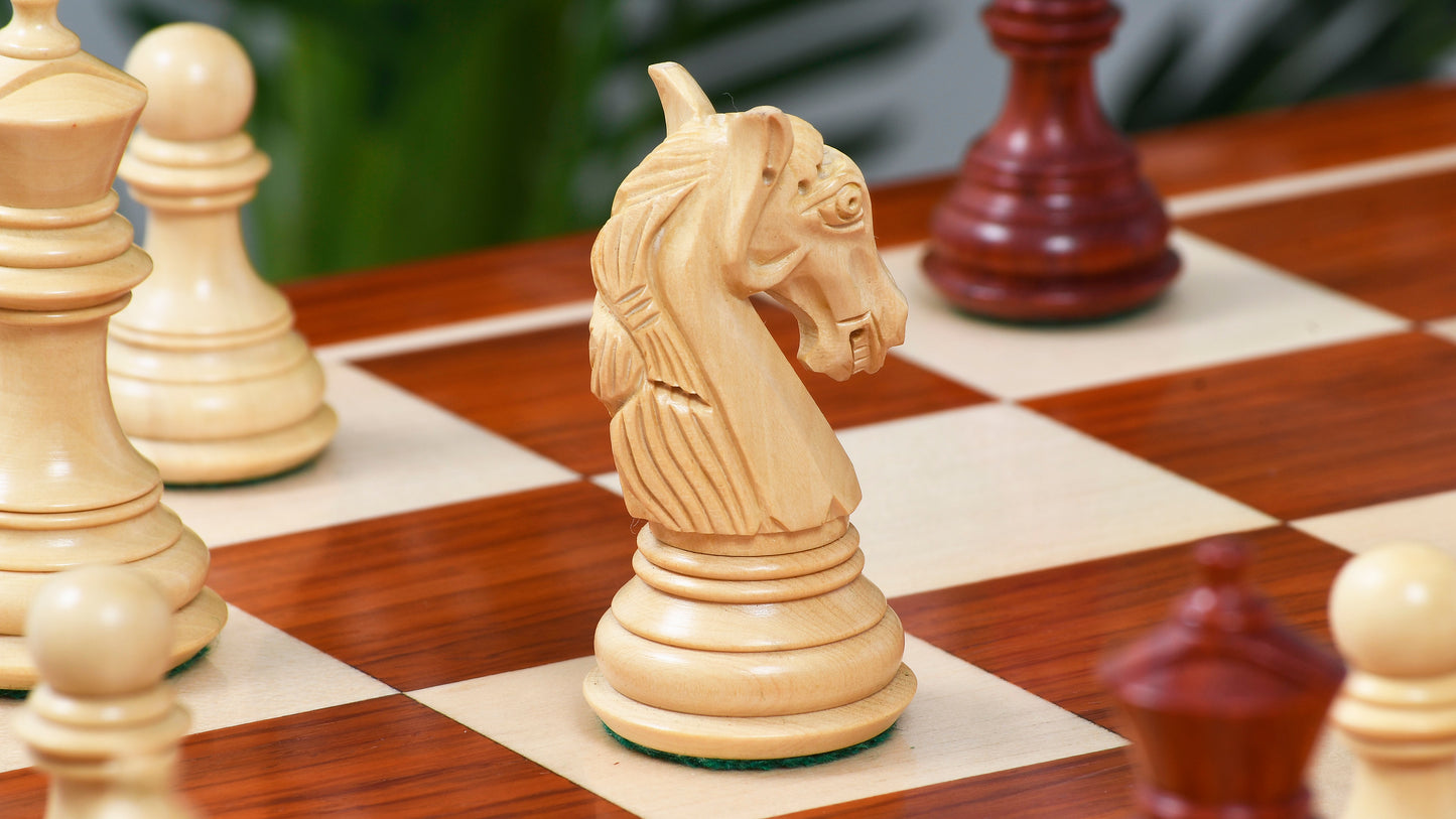 Combo The New Columbian Staunton Series Chess Pieces in Bud Rose Wood & Box wood - 3.8" King with Wooden Chess Board