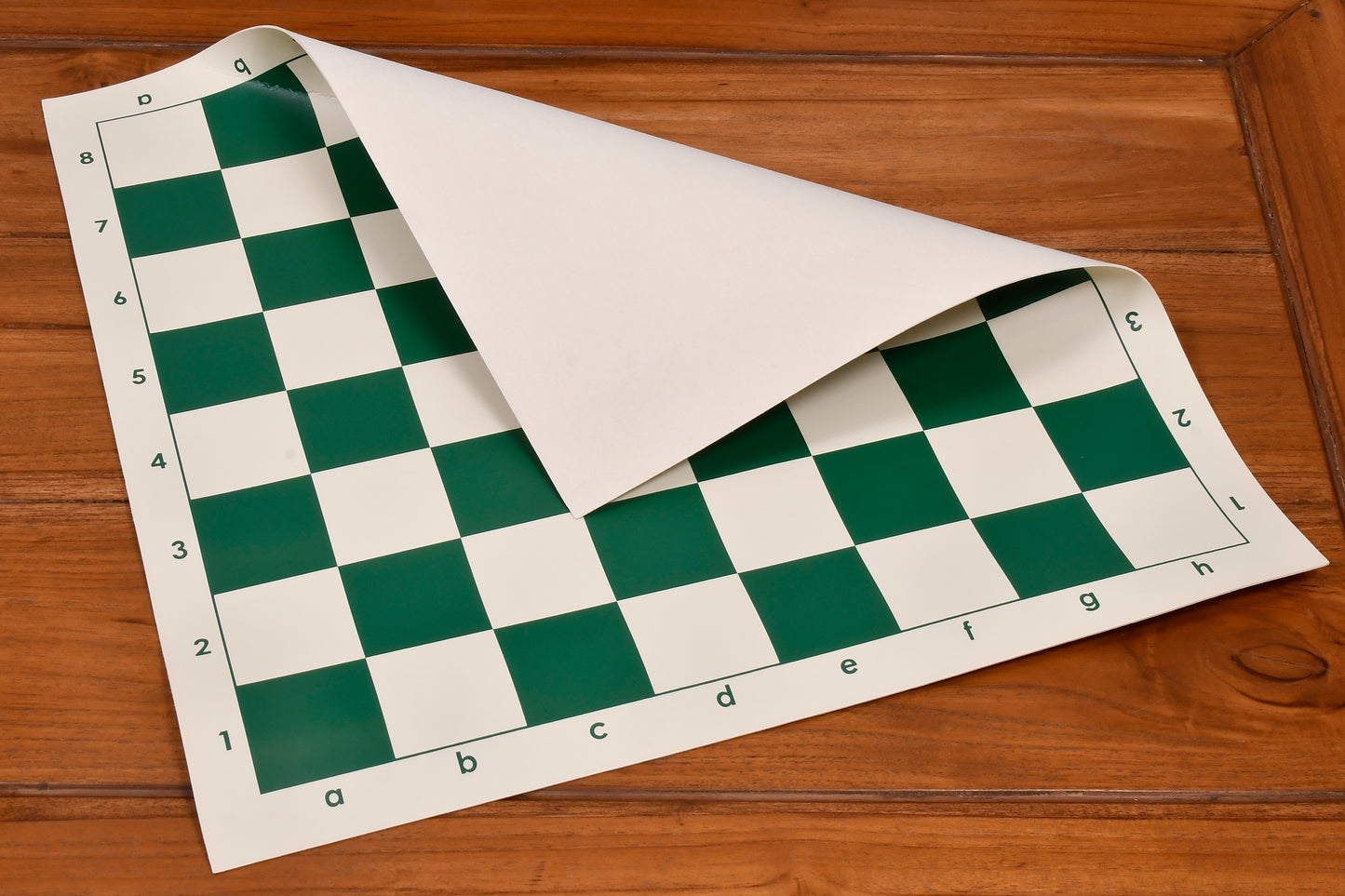 Basic Tournament Vinyl Roll-up Chess Board with Algebraic Notation in Green & White Color 20" - 55 mm