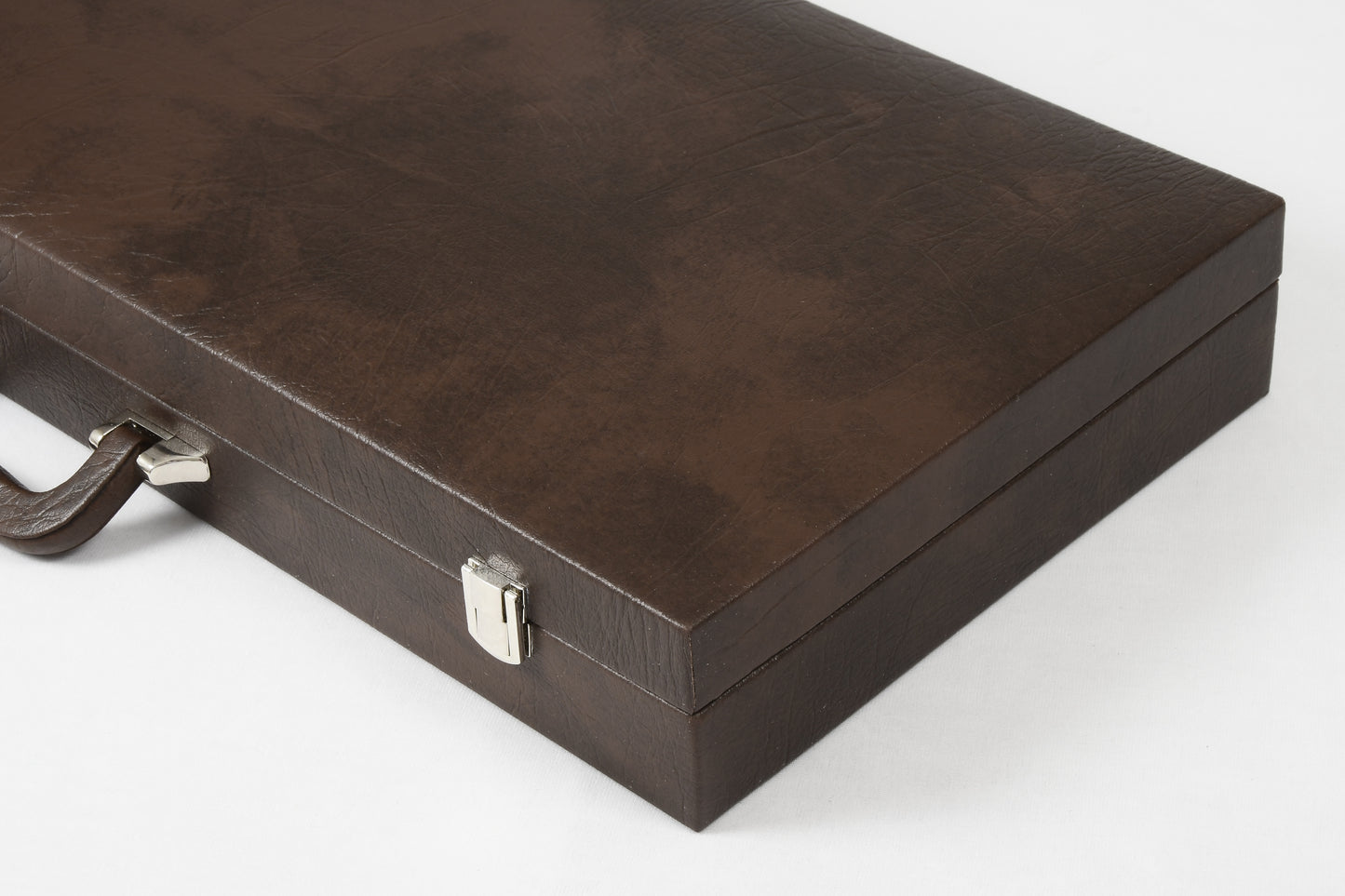 Leatherette Chess Set Briefcase Storage Box Coffer (Brown Color) with Fixed Slots for 3.75" - 4" Pieces