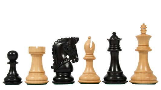 The Bridle Series Wooden Chess Pieces in Ebony & Box Wood - 3.58" King