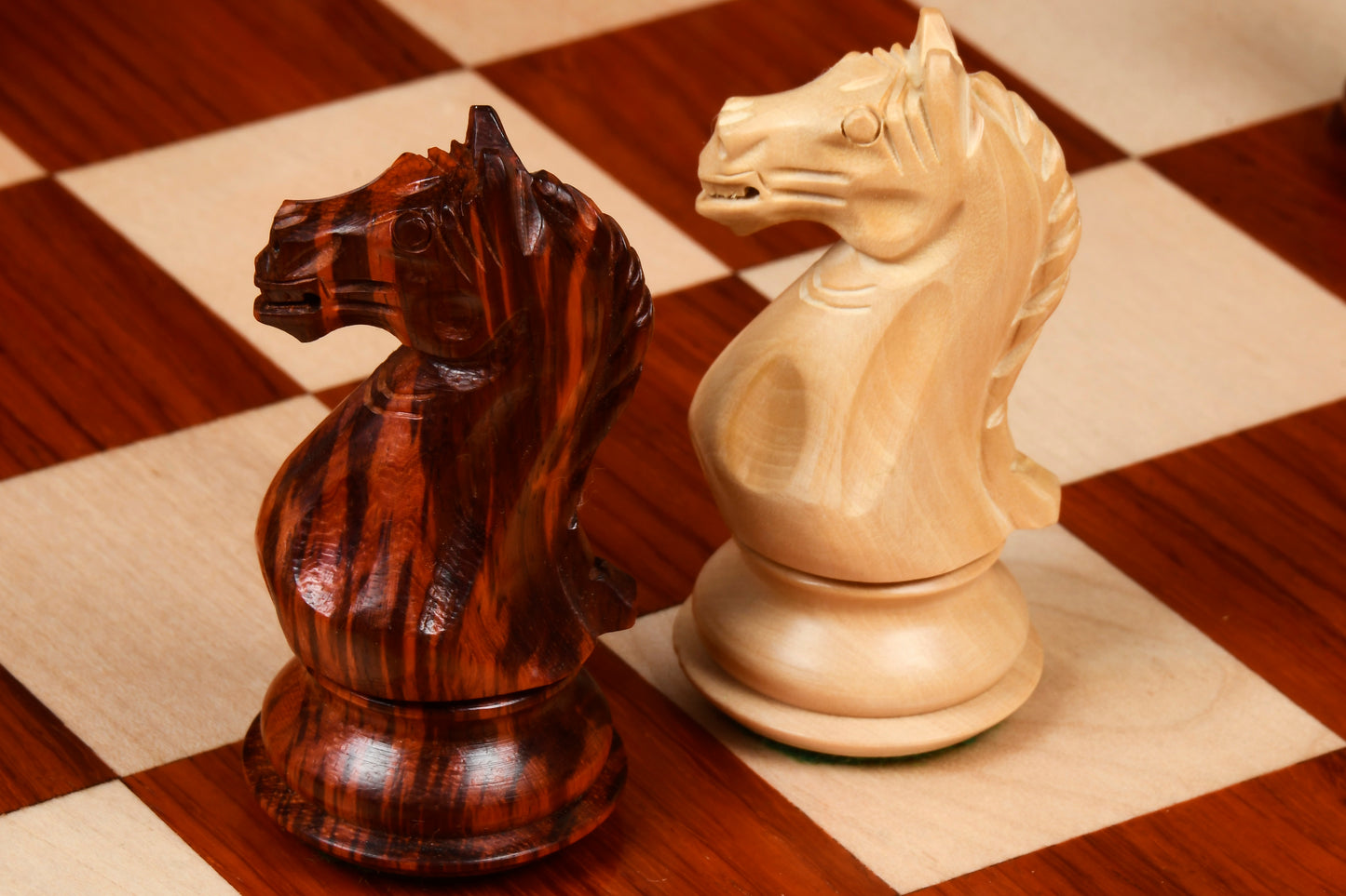 Fierce Knight Staunton Series Chess Pieces in Bud Rosewood & Box Wood - 4.0" King