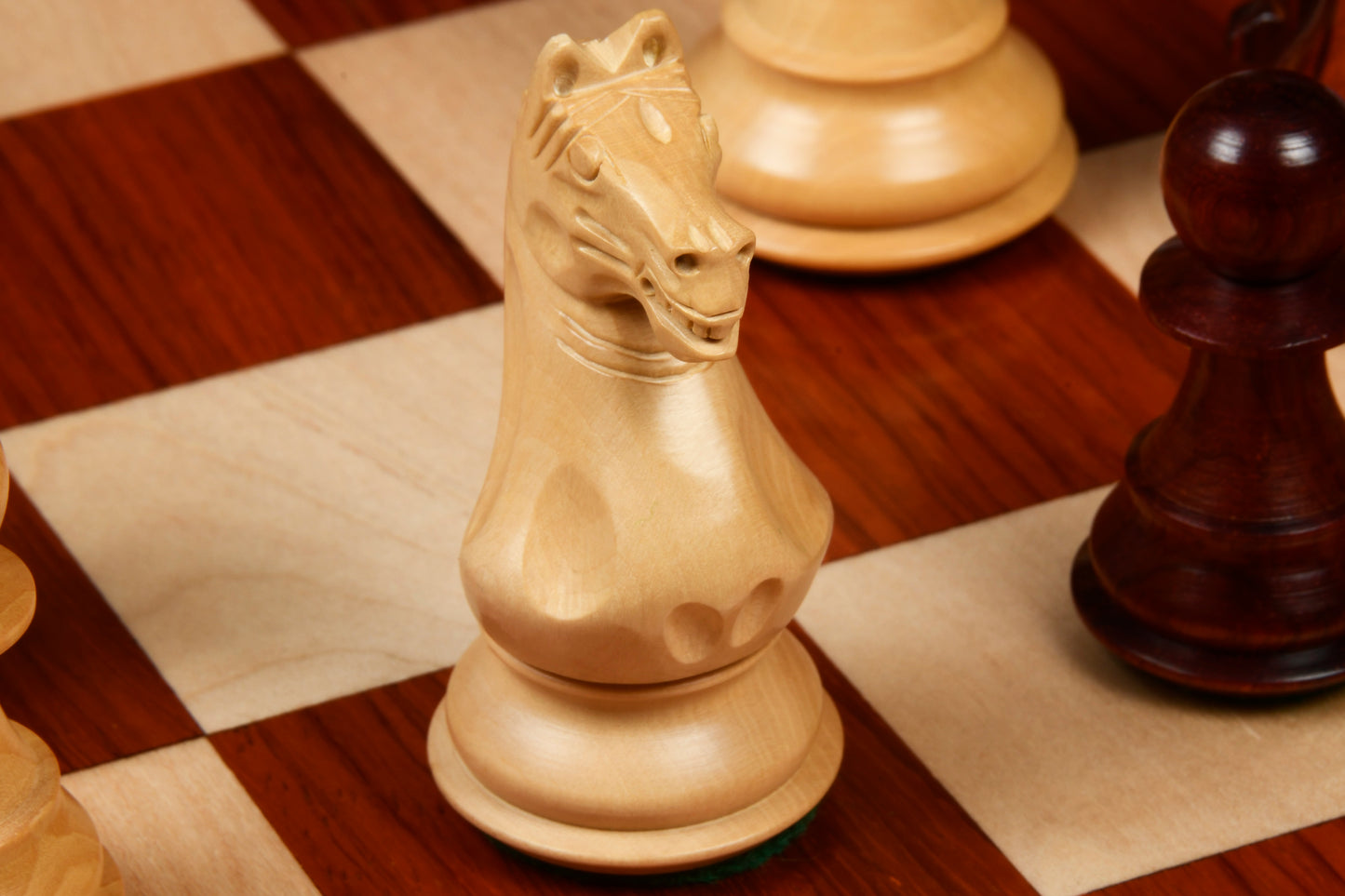 Fierce Knight Staunton Series Chess Pieces in Bud Rosewood & Box Wood - 4.0" King