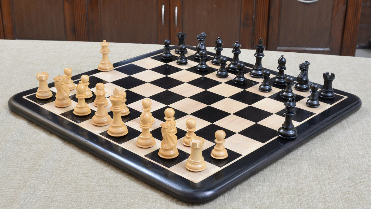 Combo of Classic 101 Staunton Series Club Size Chess Pieces & Wooden Chess Board In Ebony & Box Wood - 3.0" King