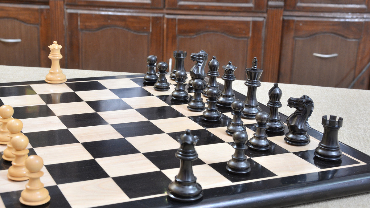 Combo of Classic 101 Staunton Series Club Size Chess Pieces & Wooden Chess Board In Ebony & Box Wood - 3.0" King