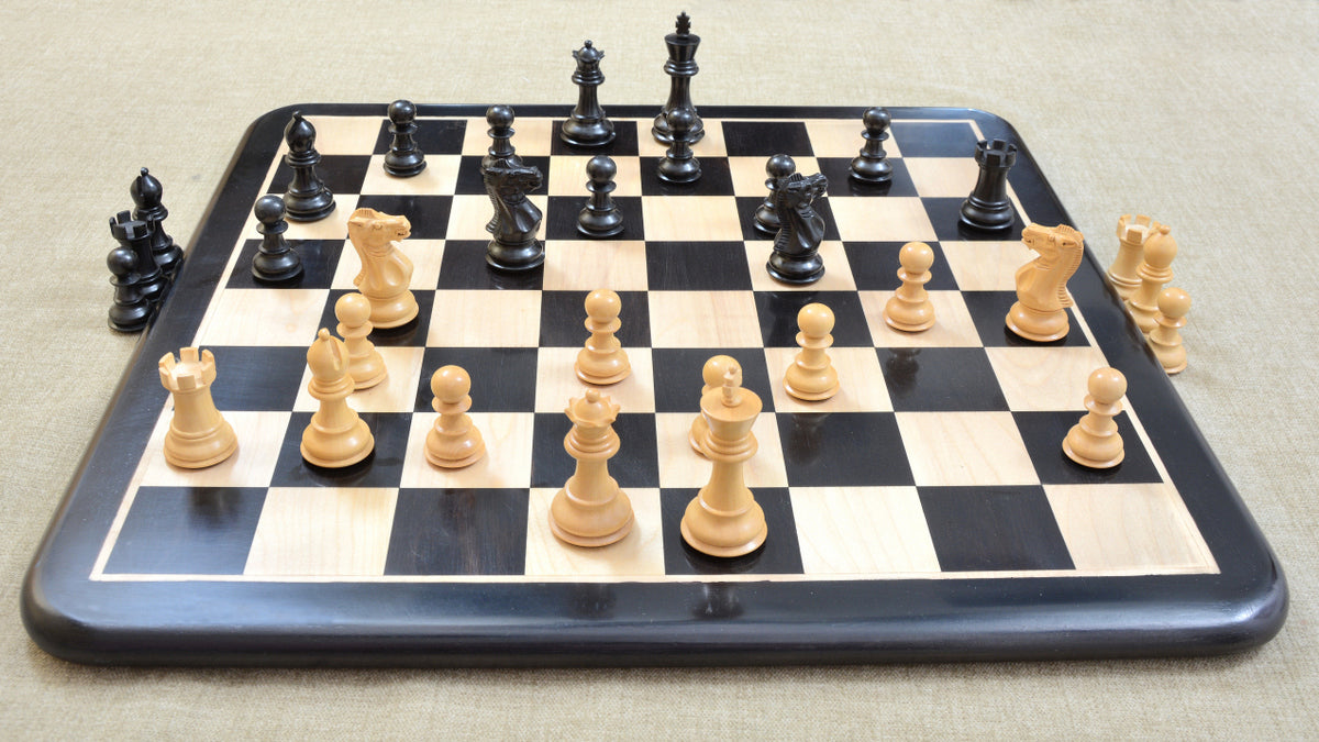 Combo of Classic 101 Staunton Series Club Size Chess Pieces & Wooden Chess Board In Ebony & Box Wood - 3.0" King