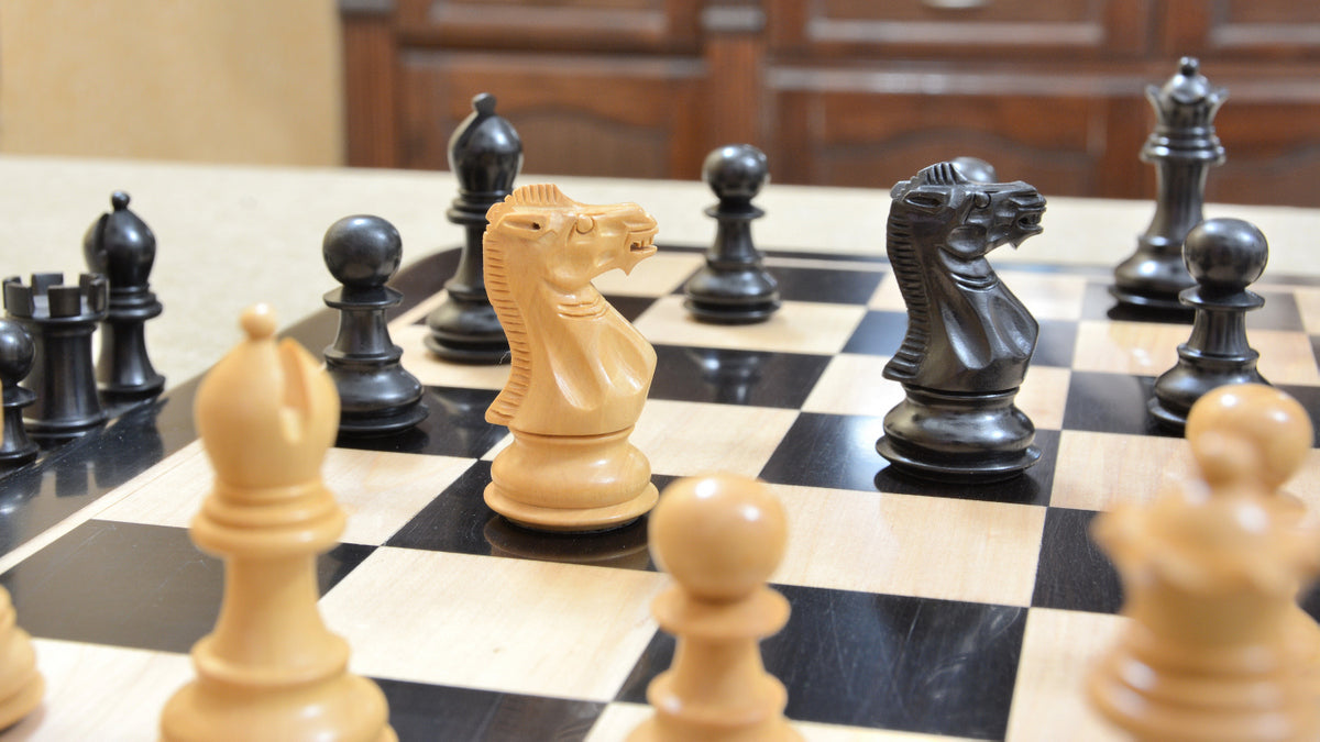 Combo of Classic 101 Staunton Series Club Size Chess Pieces & Wooden Chess Board In Ebony & Box Wood - 3.0" King