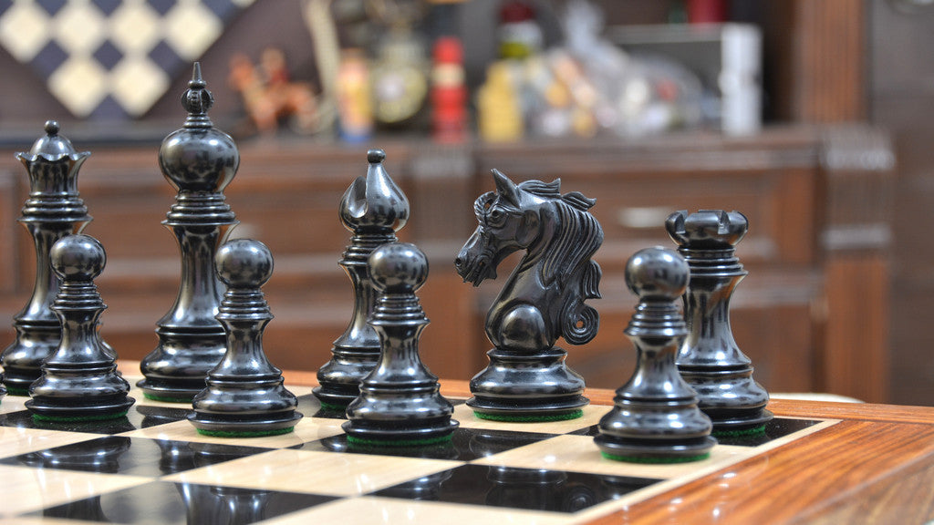 Admiral Series II Staunton Chess Set with Chess Board in Ebony / Boxwood - 4.5" King