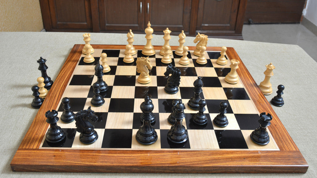 Admiral Series II Staunton Chess Set with Chess Board in Ebony / Boxwood - 4.5" King