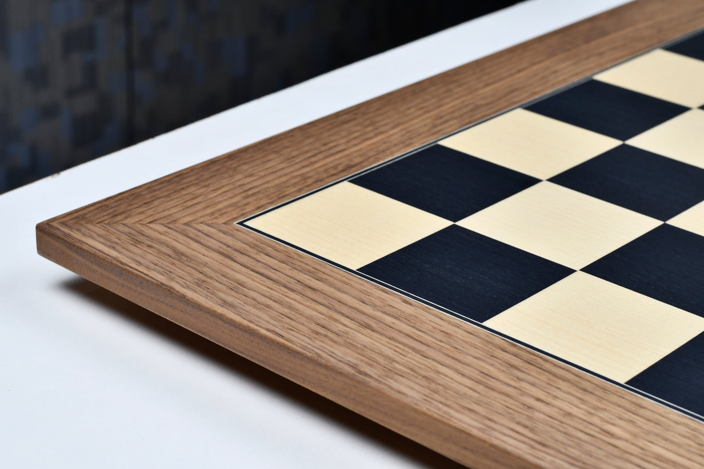 Wooden Deluxe Black Dyed Poplar & Sycamore with Matte Finish Chess Board 24" - 60 mm