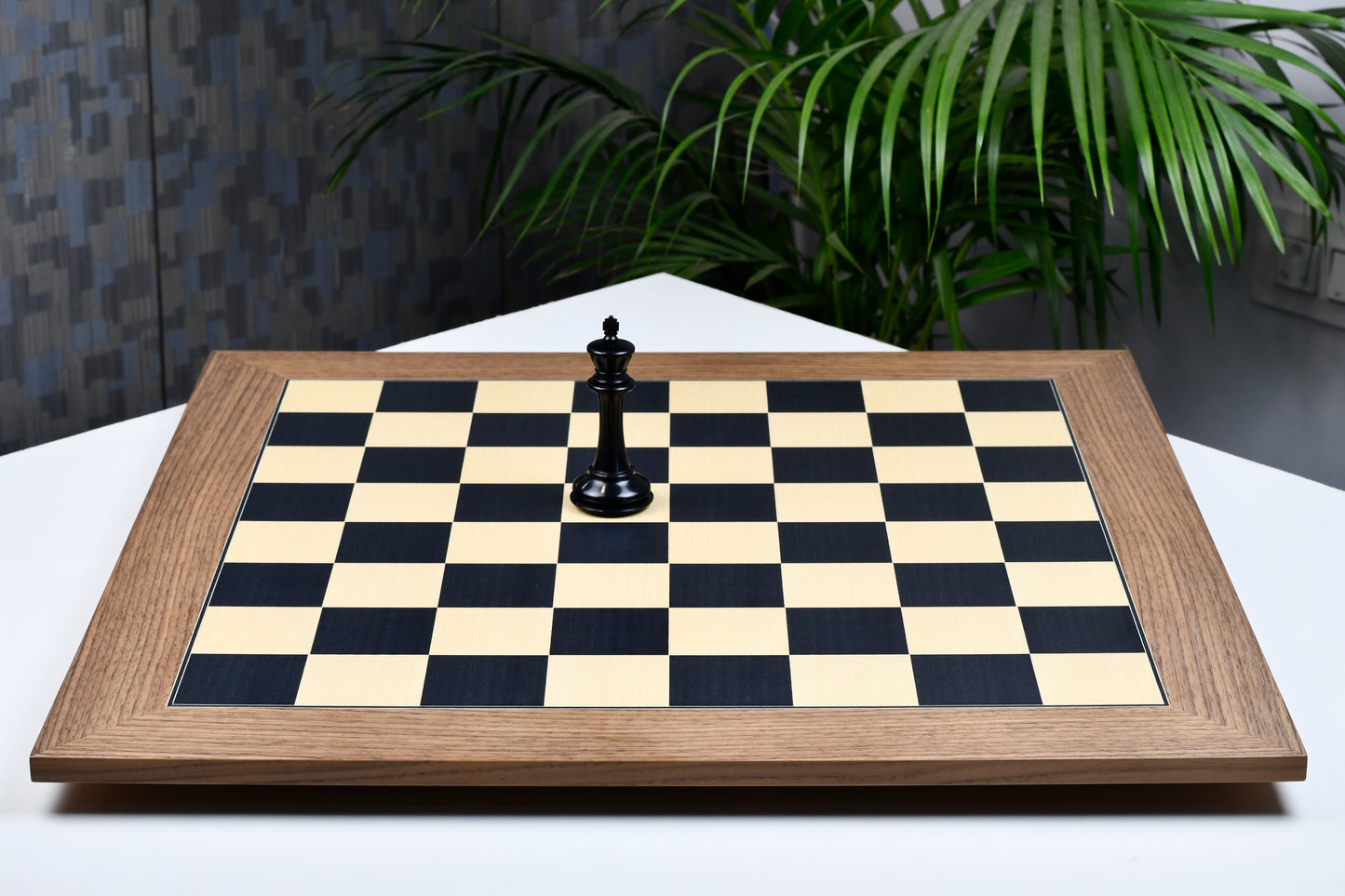 Wooden Deluxe Black Dyed Poplar & Sycamore with Matte Finish Chess Board 24" - 60 mm