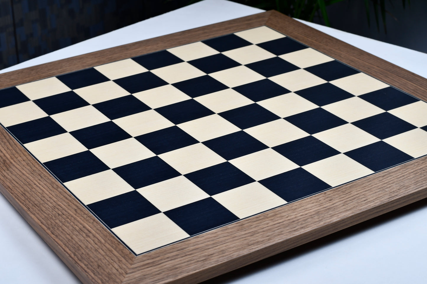 Wooden Deluxe Black Dyed Poplar & Sycamore with Matte Finish Chess Board 24" - 60 mm