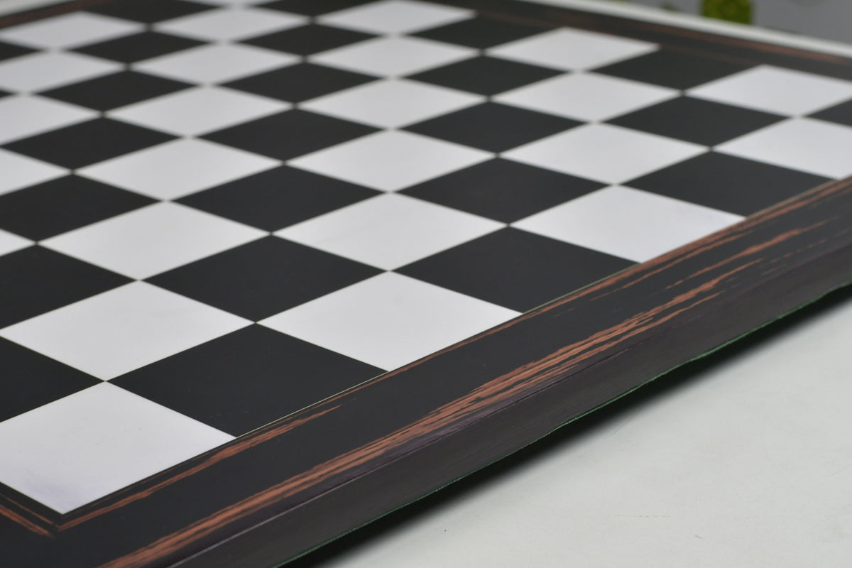 21" Wooden Chess Board in Deluxe Black Dyed Poplar & White Erable Look with Epoxy Matte Finish - 55 mm