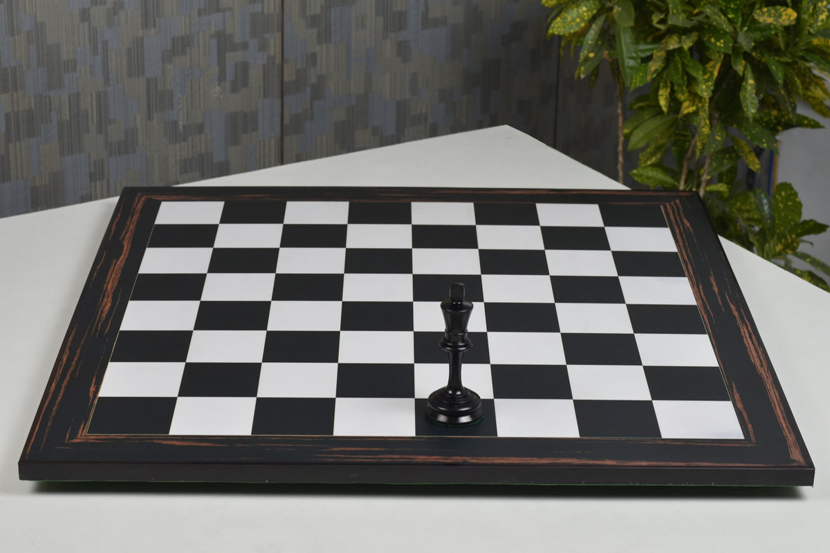21" Wooden Chess Board in Deluxe Black Dyed Poplar & White Erable Look with Epoxy Matte Finish - 55 mm