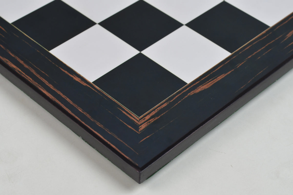 21" Wooden Chess Board in Deluxe Black Dyed Poplar & White Erable Look with Epoxy Matte Finish - 55 mm