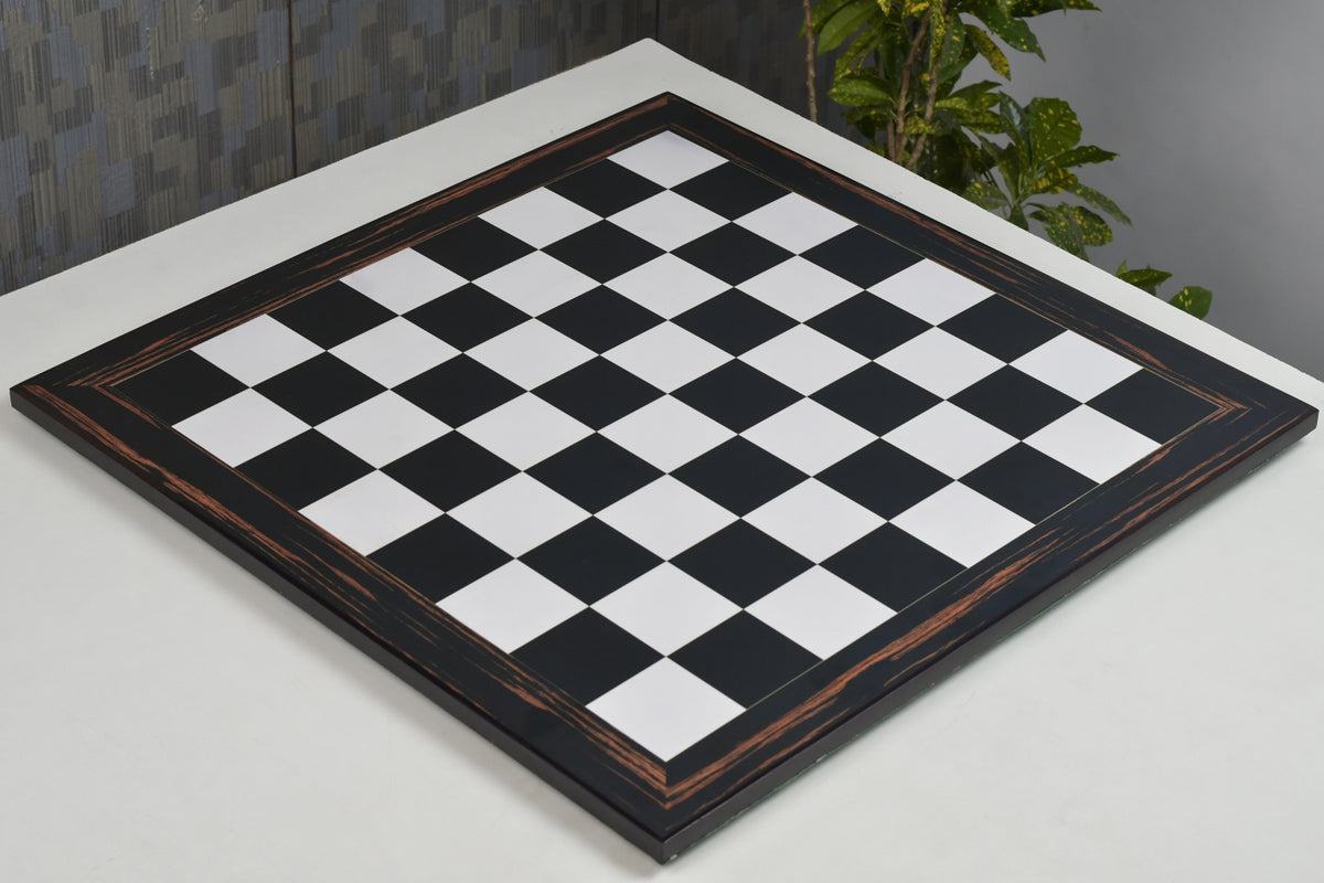 21" Wooden Chess Board in Deluxe Black Dyed Poplar & White Erable Look with Epoxy Matte Finish - 55 mm