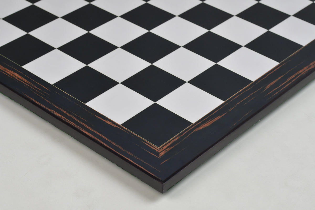 21" Wooden Chess Board in Deluxe Black Dyed Poplar & White Erable Look with Epoxy Matte Finish - 55 mm