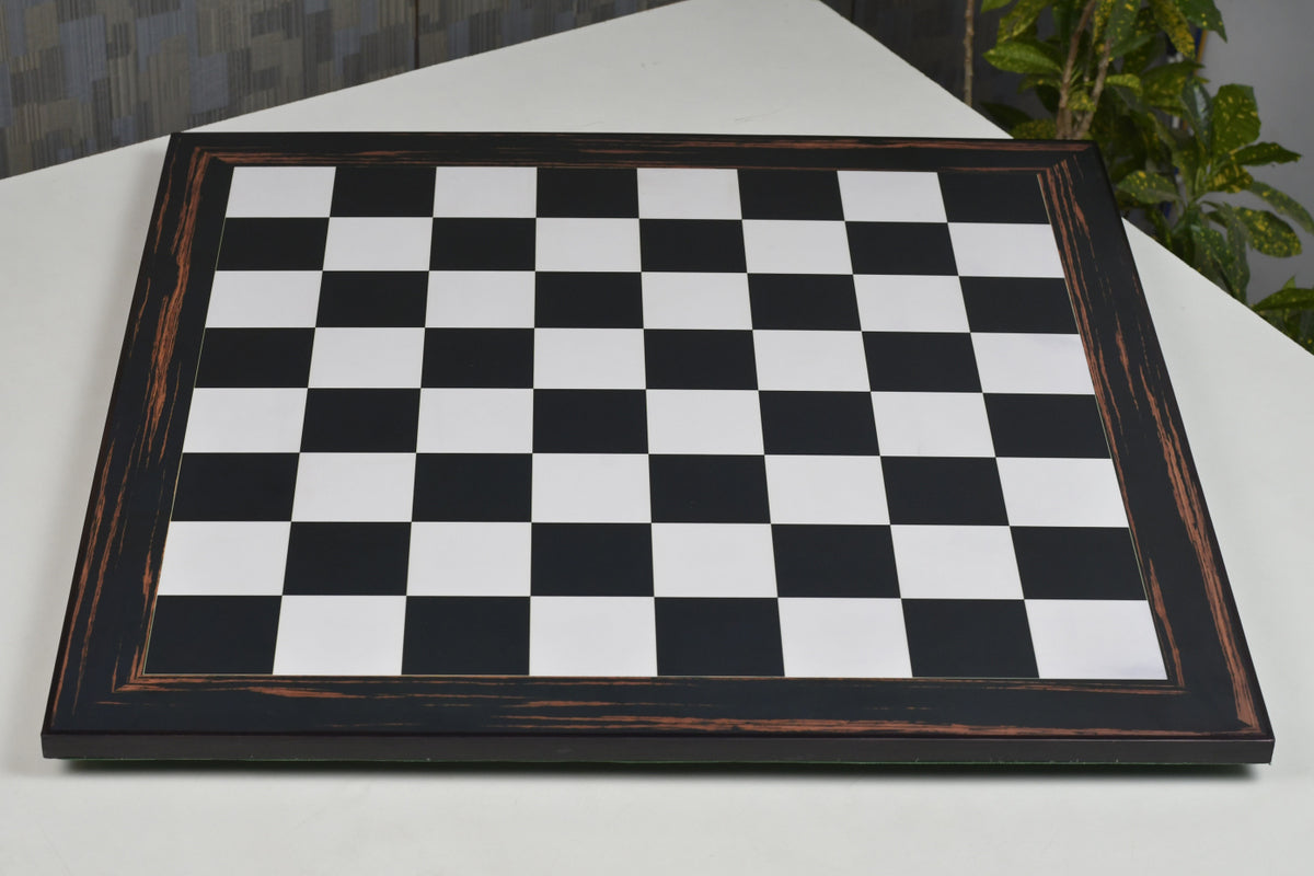 21" Wooden Chess Board in Deluxe Black Dyed Poplar & White Erable Look with Epoxy Matte Finish - 55 mm