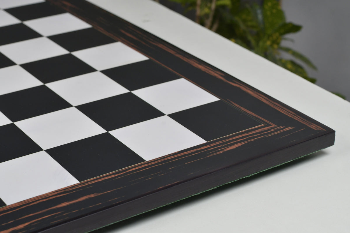 21" Wooden Chess Board in Deluxe Black Dyed Poplar & White Erable Look with Epoxy Matte Finish - 55 mm