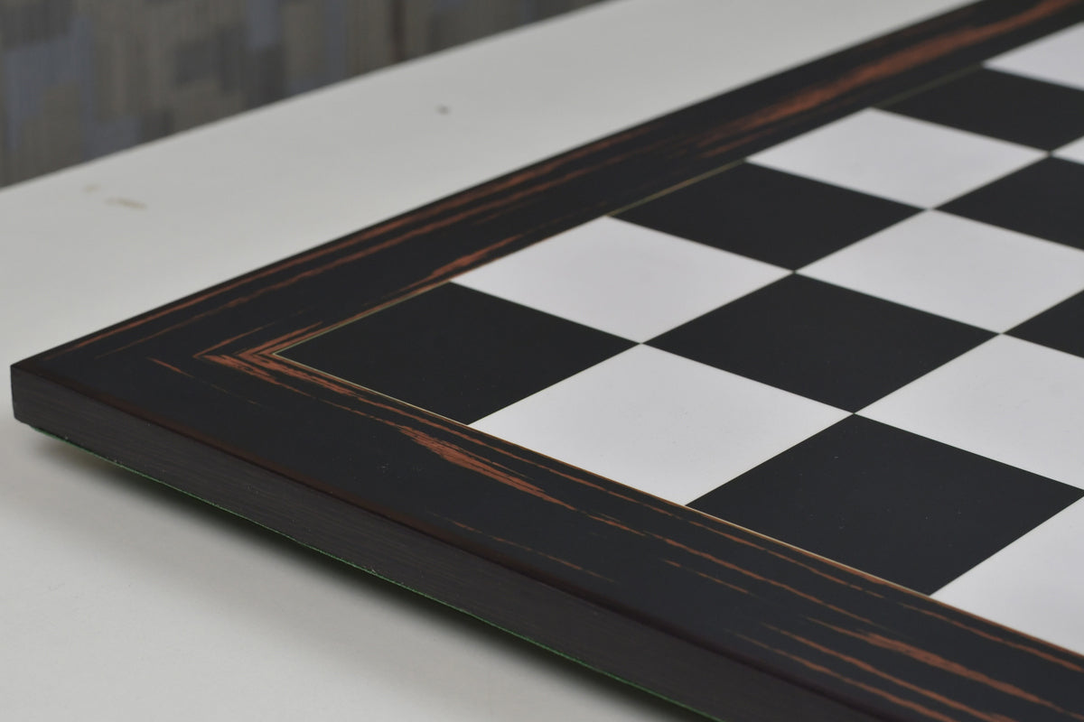21" Wooden Chess Board in Deluxe Black Dyed Poplar & White Erable Look with Epoxy Matte Finish - 55 mm