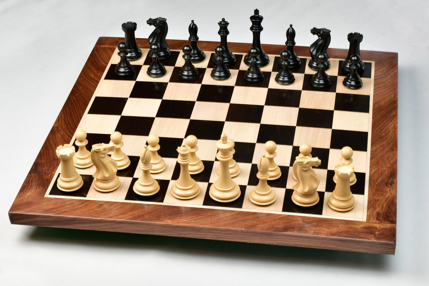 The Dominator Weighted Staunton Chess Pieces in Ebony / Box Wood - 4.0" King