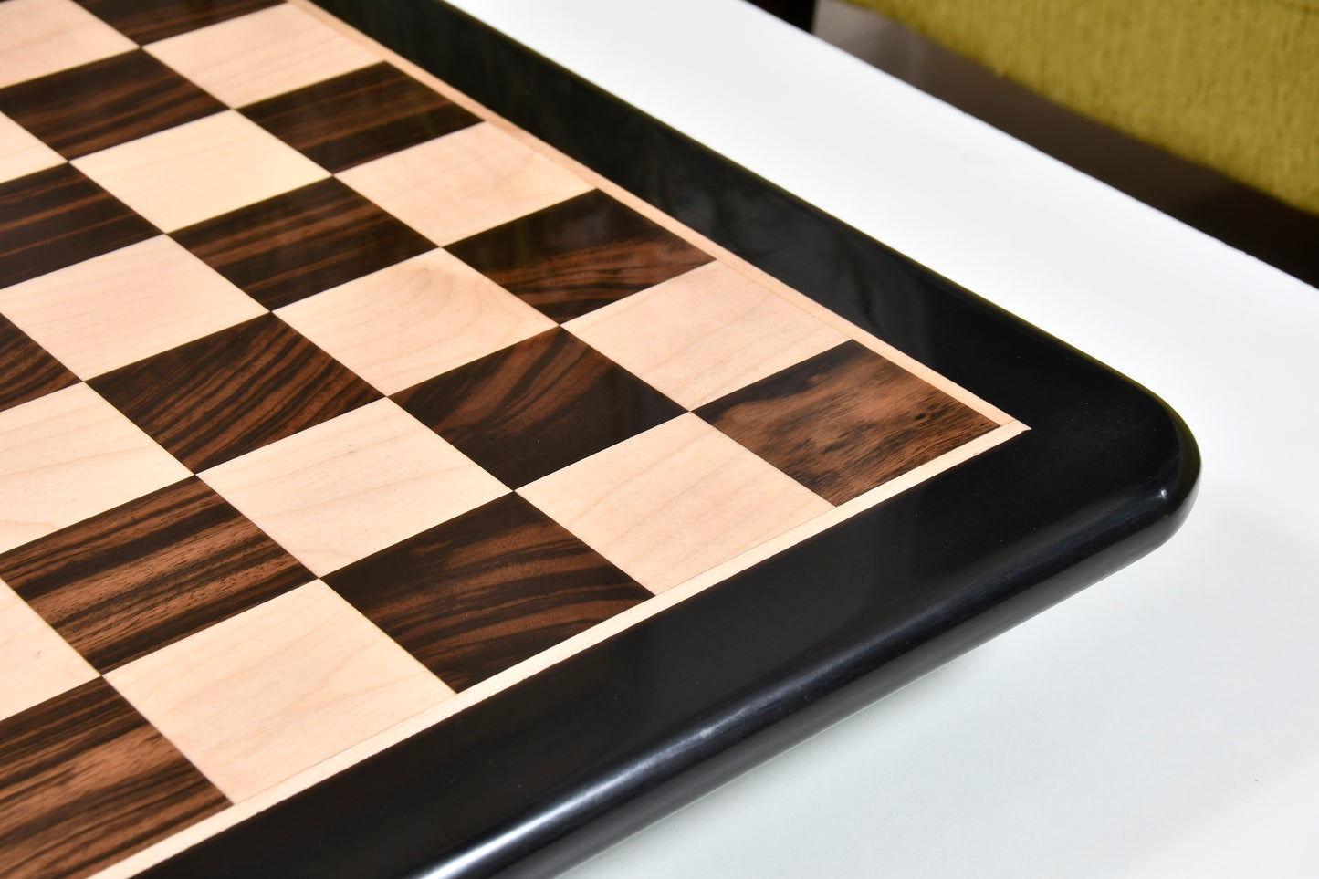 Solid Wooden Heavy Indian Handmade Chess Board in Genuine Ebony & Maple 23" - 60 mm