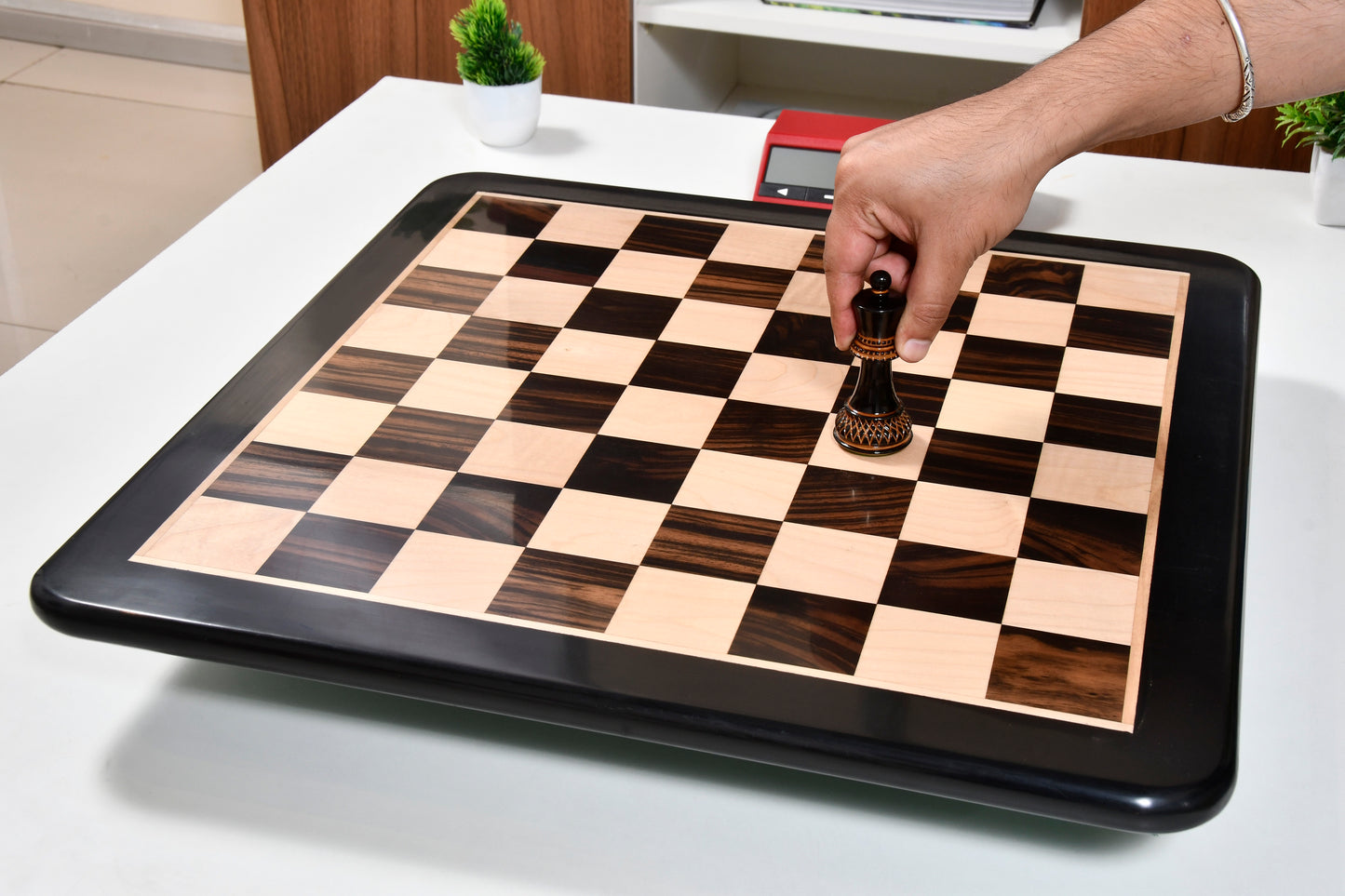 Solid Wooden Heavy Indian Handmade Chess Board in Genuine Ebony & Maple 23" - 60 mm