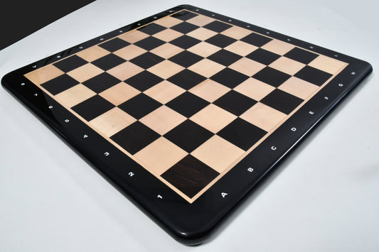 Wooden Chess Board with Notation in Ebony Wood & Maple 21" - 55 mm Square