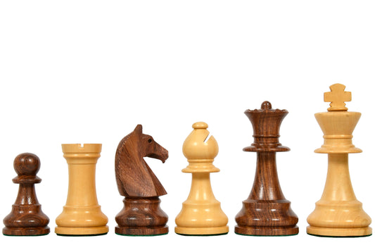 Reproduced 90s French Chavet Championship Tournament Chess Pieces V2.0 in Sheesham / Box Wood - 3.6" King