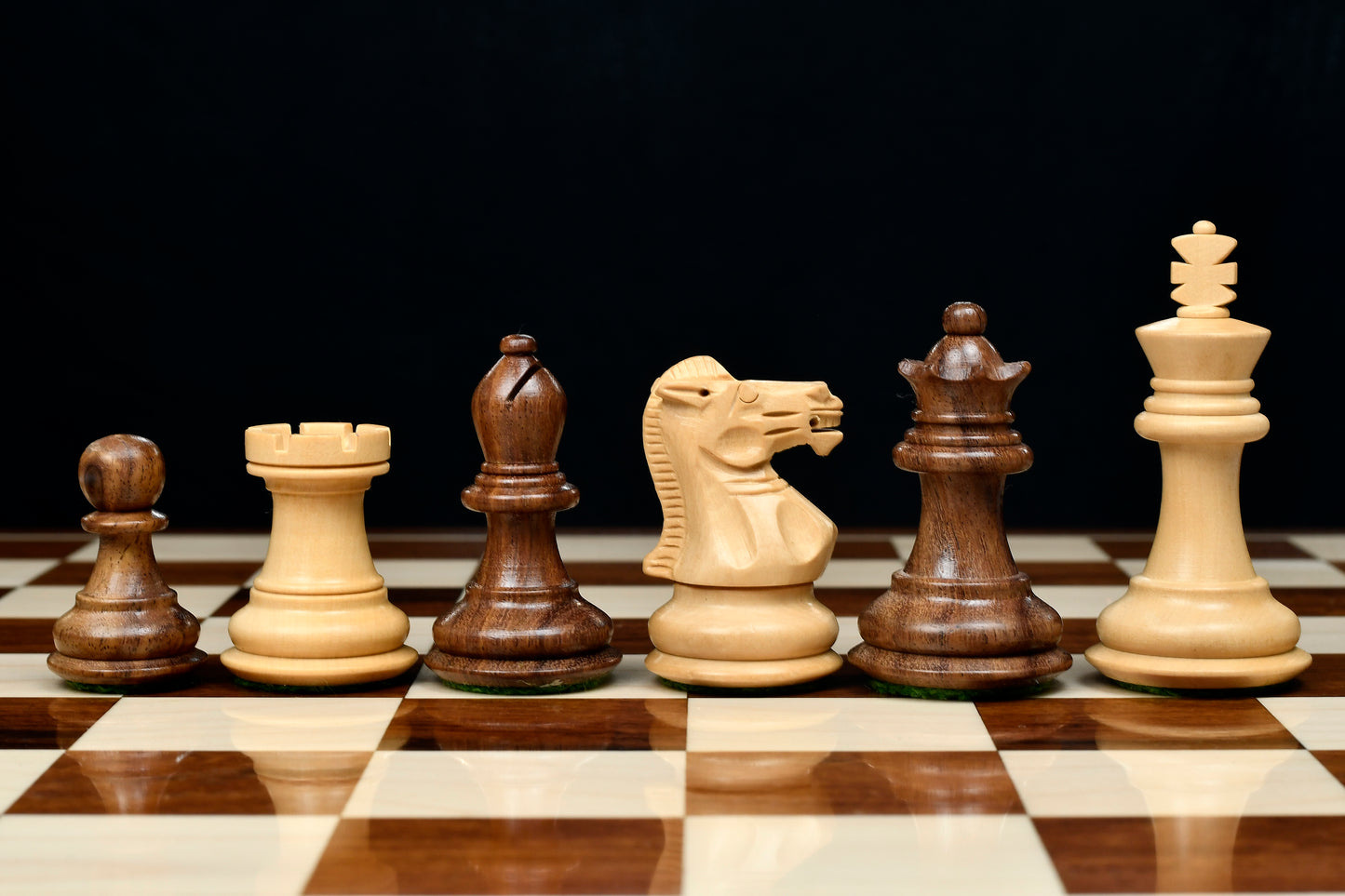 The Collector Series Wooden Staunton Chess Pieces in Sheesham & Box Wood - 2.6" King