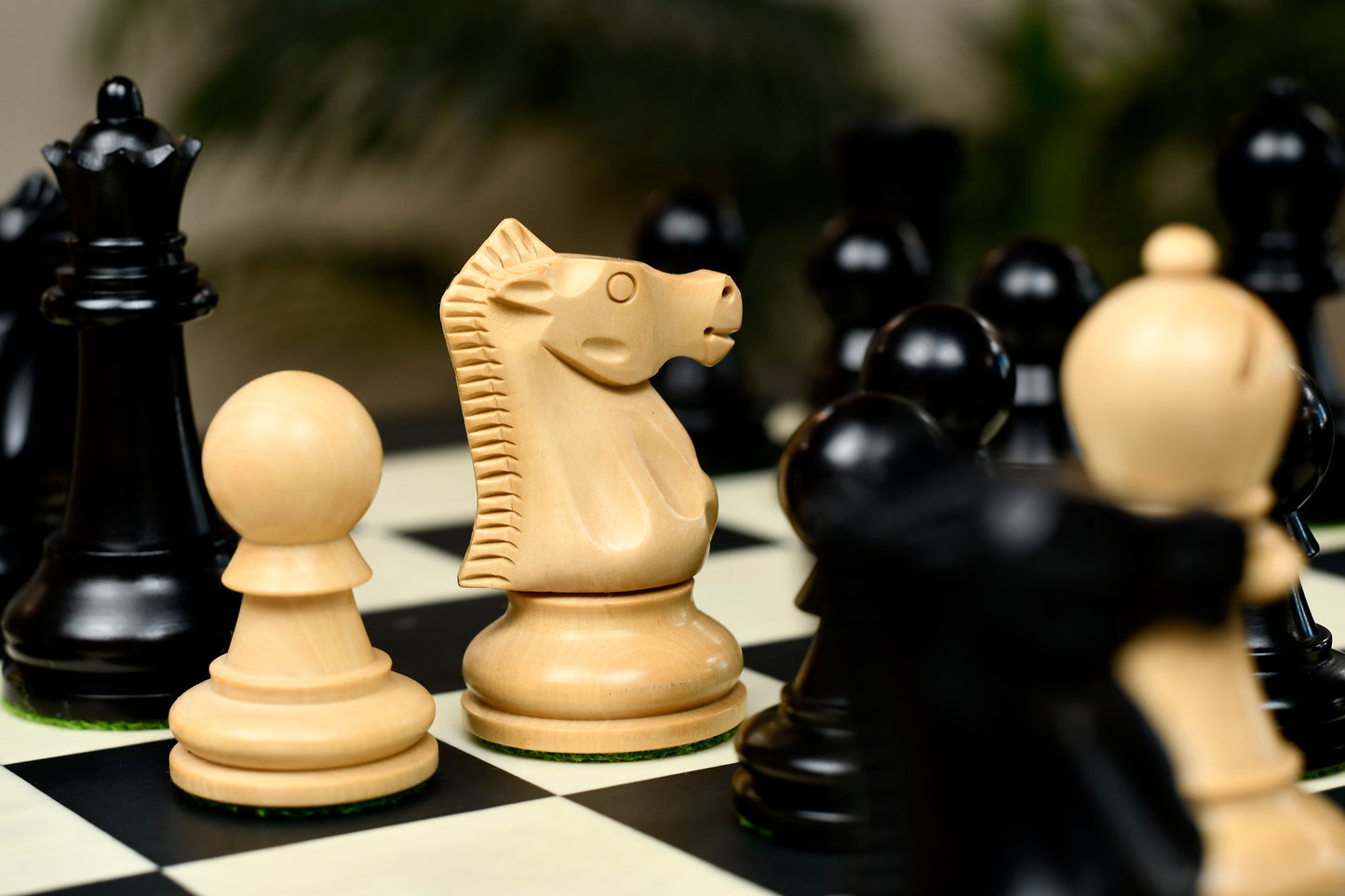 The Ultimate Series Staunton Chess Pieces Only in Ebonized / Boxwood - 3.75" King