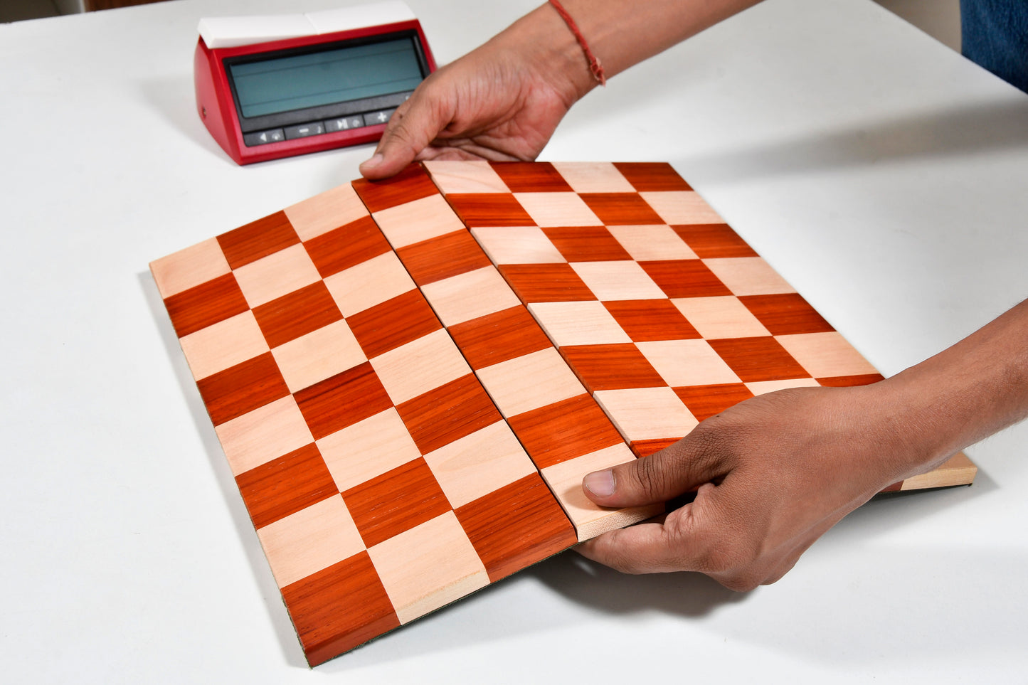 Folding Wooden Chess Board in Bud Rose Solid Wood (Padauk) & Maple Wood 12.8" - 40 mm Square