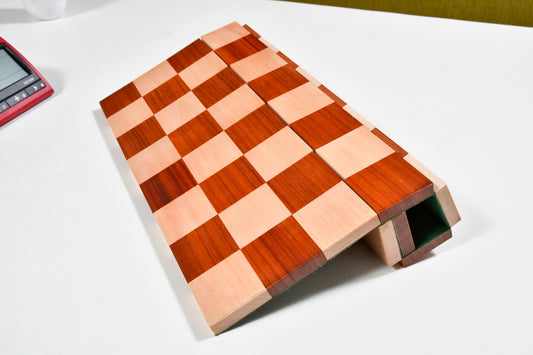 Folding Wooden Chess Board in Bud Rose Solid Wood (Padauk) & Maple Wood 12.8" - 40 mm Square