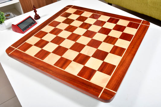 Wooden Chess Board Rounded Edge Blood Red Bud Rose Wood 23" - 60 mm