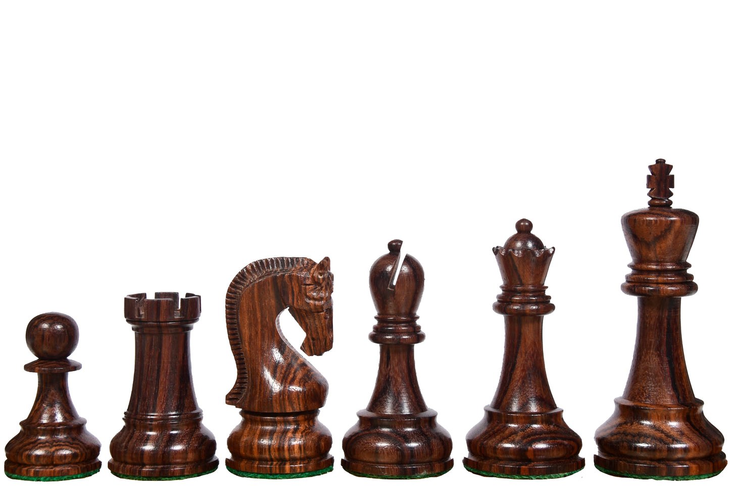 The Leningrad Club-Sized Wooden Chess Pieces in Indian Rosewood & Boxwood- 4.0" King