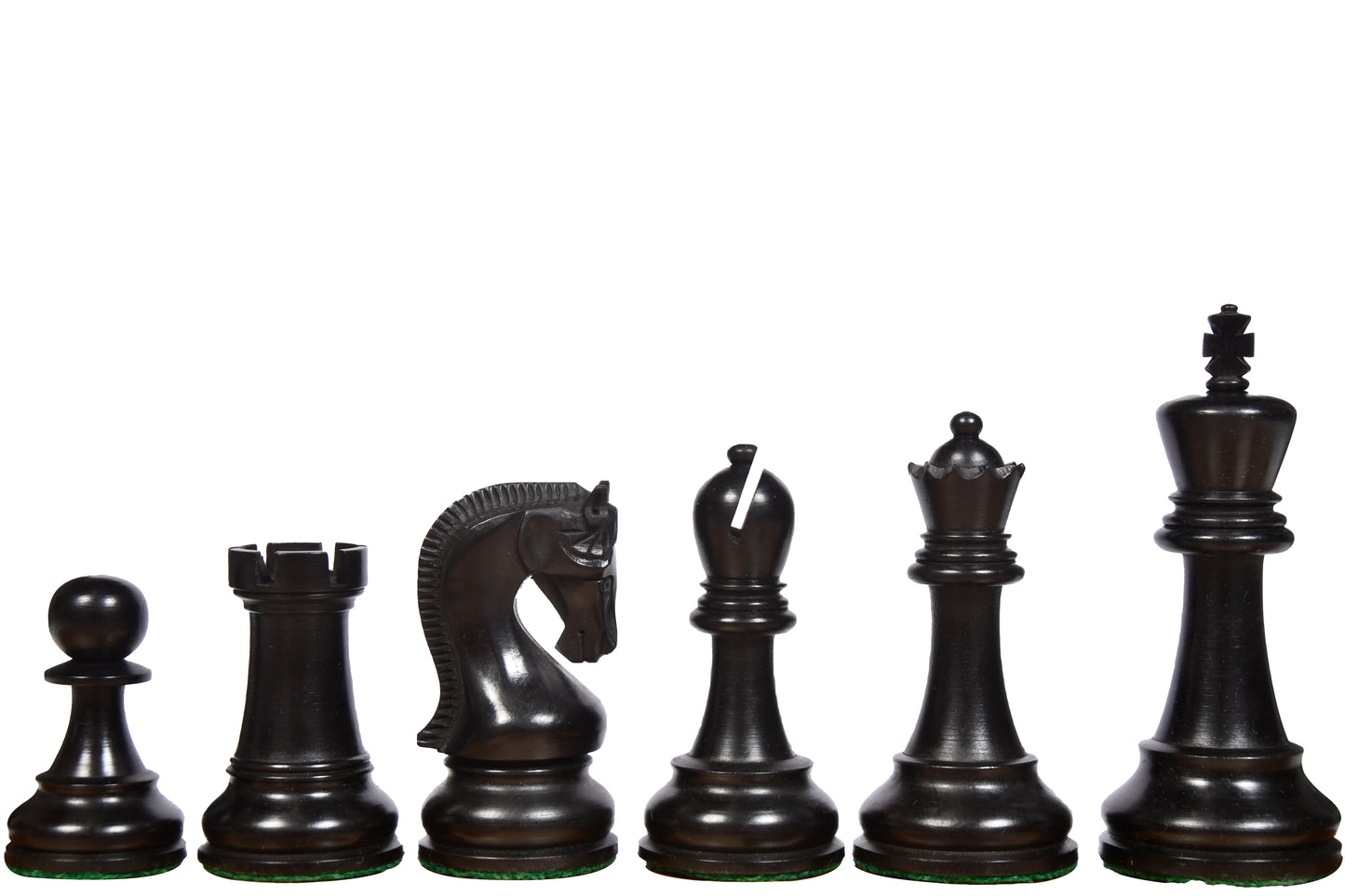 The Leningrad Club-Sized Wooden Chess Pieces in Black Ebonized Wood & Boxwood- 4.0" King