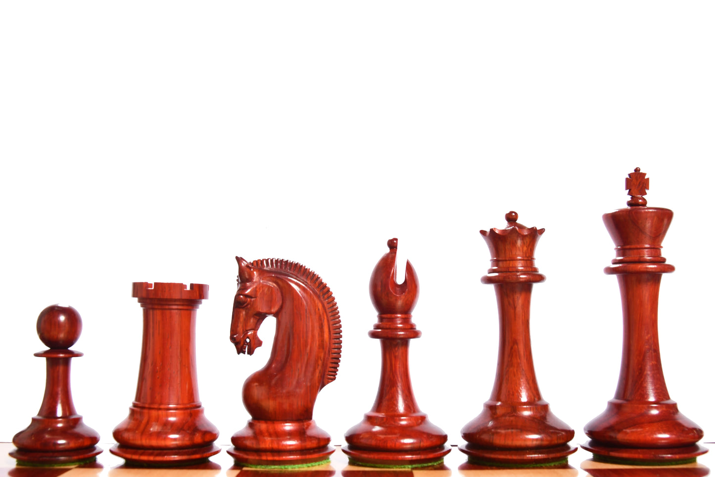 The CB Red Rum Luxury Staunton Series Chess Pieces in Bud Rose / Box Wood - 4.4" King