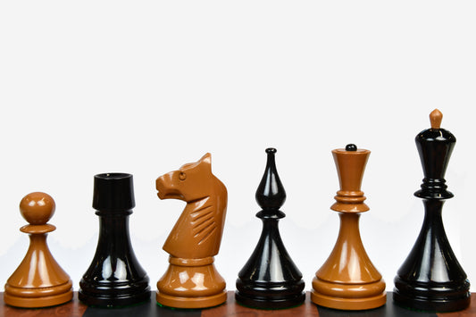 Repro 1961 Soviet Championship Baku Chess Pieces Painted in Brown and Black Color - 4" King