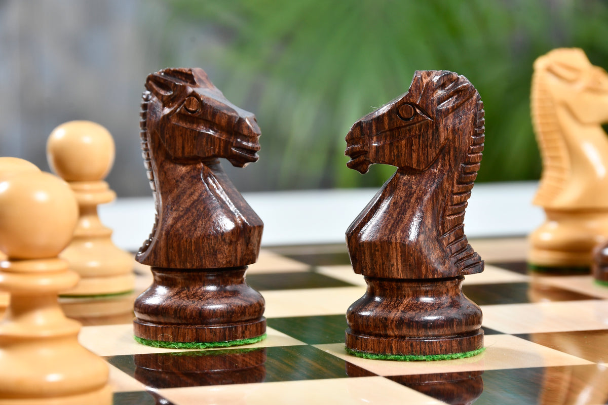 The Taj Staunton Series Carved Chess Pieces in Rosewood & Box Wood - 3.5" King