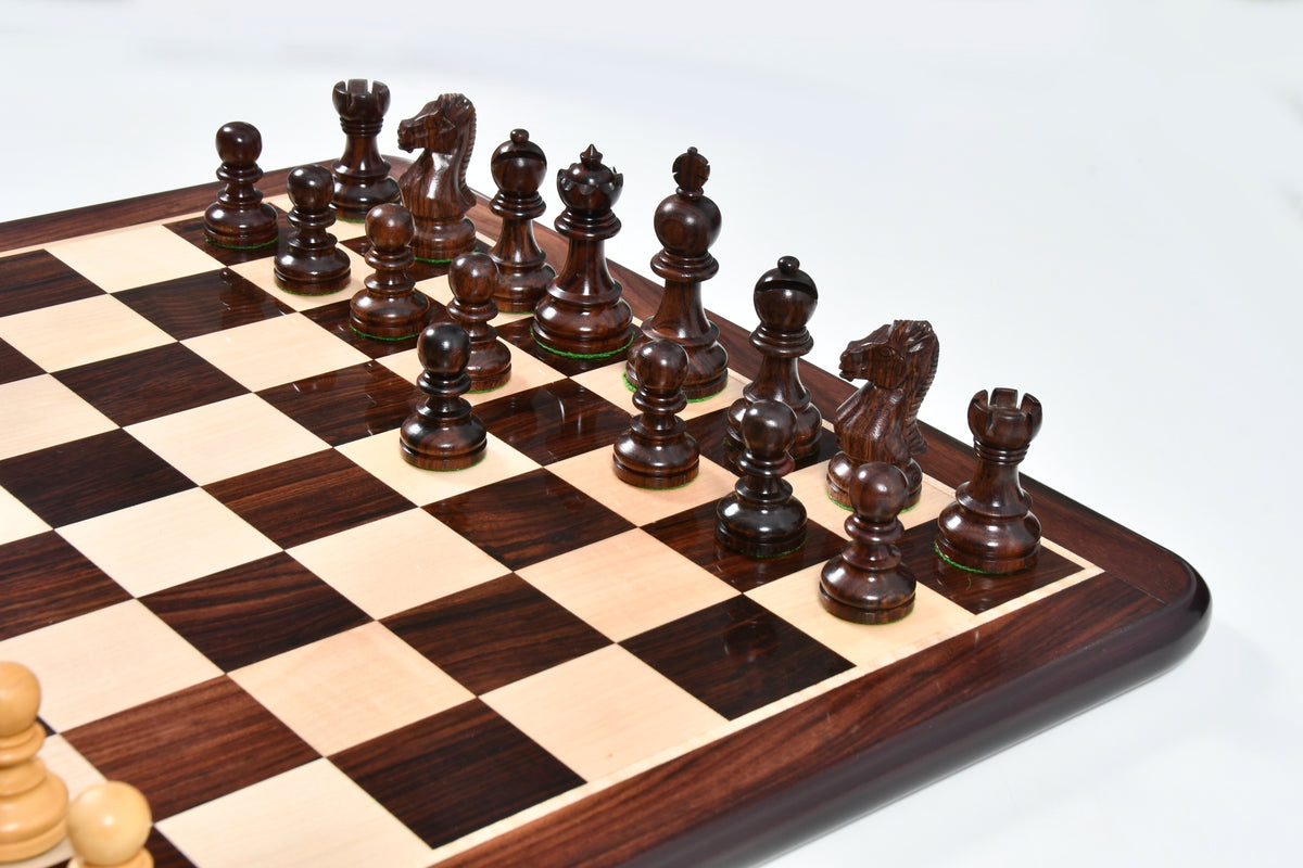 The Taj Staunton Series Carved Chess Pieces in Rosewood & Box Wood - 3.5" King