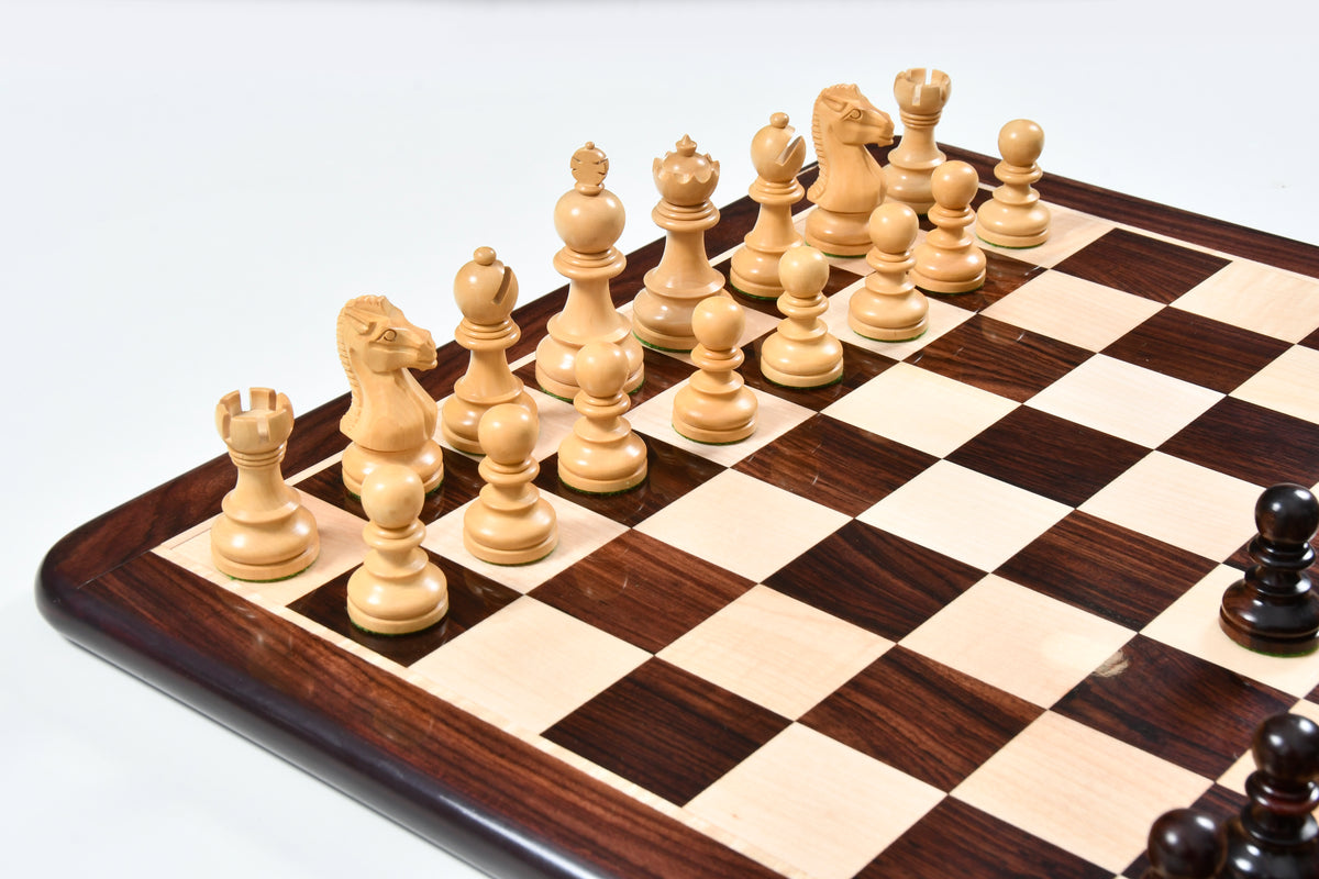 The Taj Staunton Series Carved Chess Pieces in Rosewood & Box Wood - 3.5" King