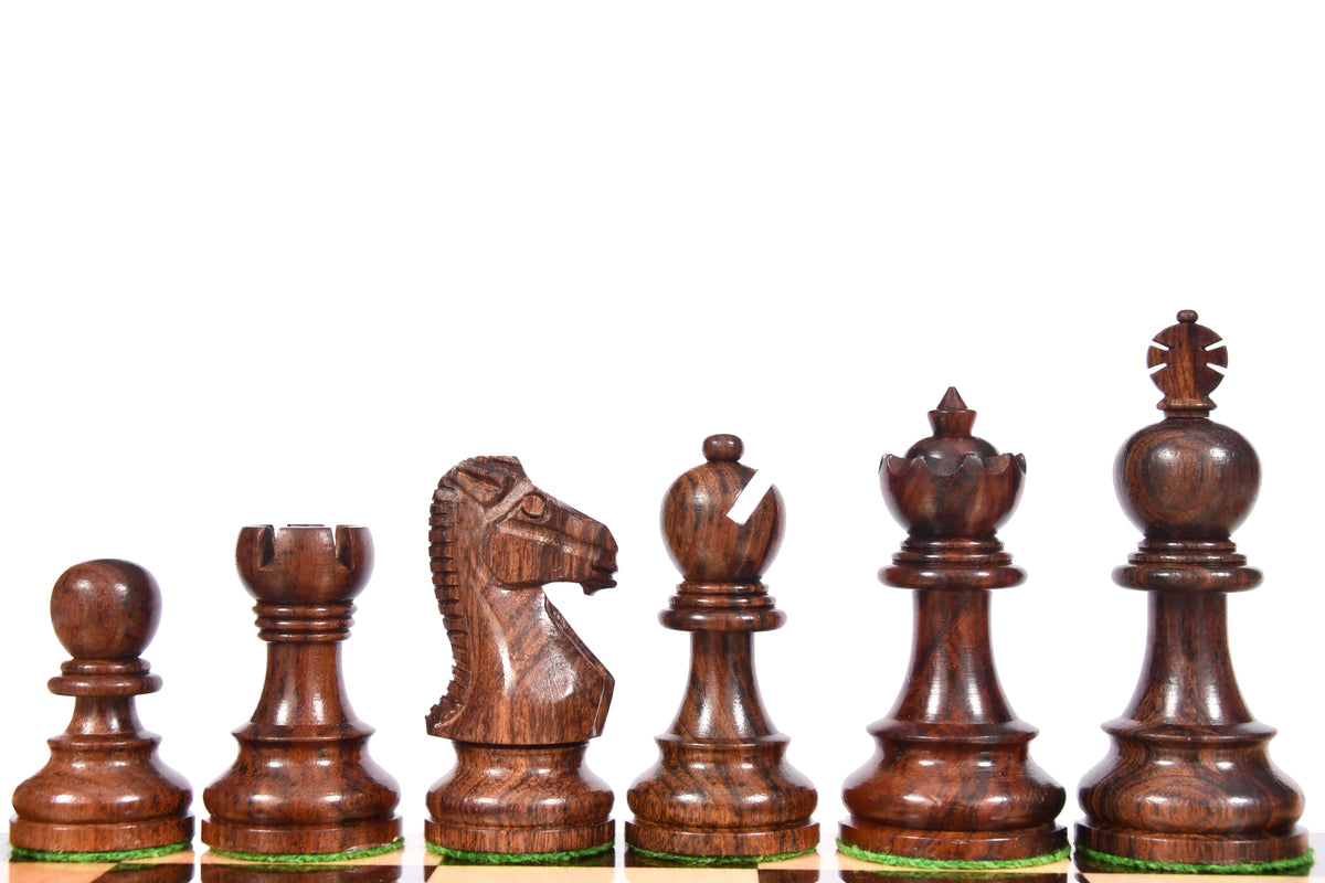 The Taj Staunton Series Carved Chess Pieces in Rosewood & Box Wood - 3.5" King