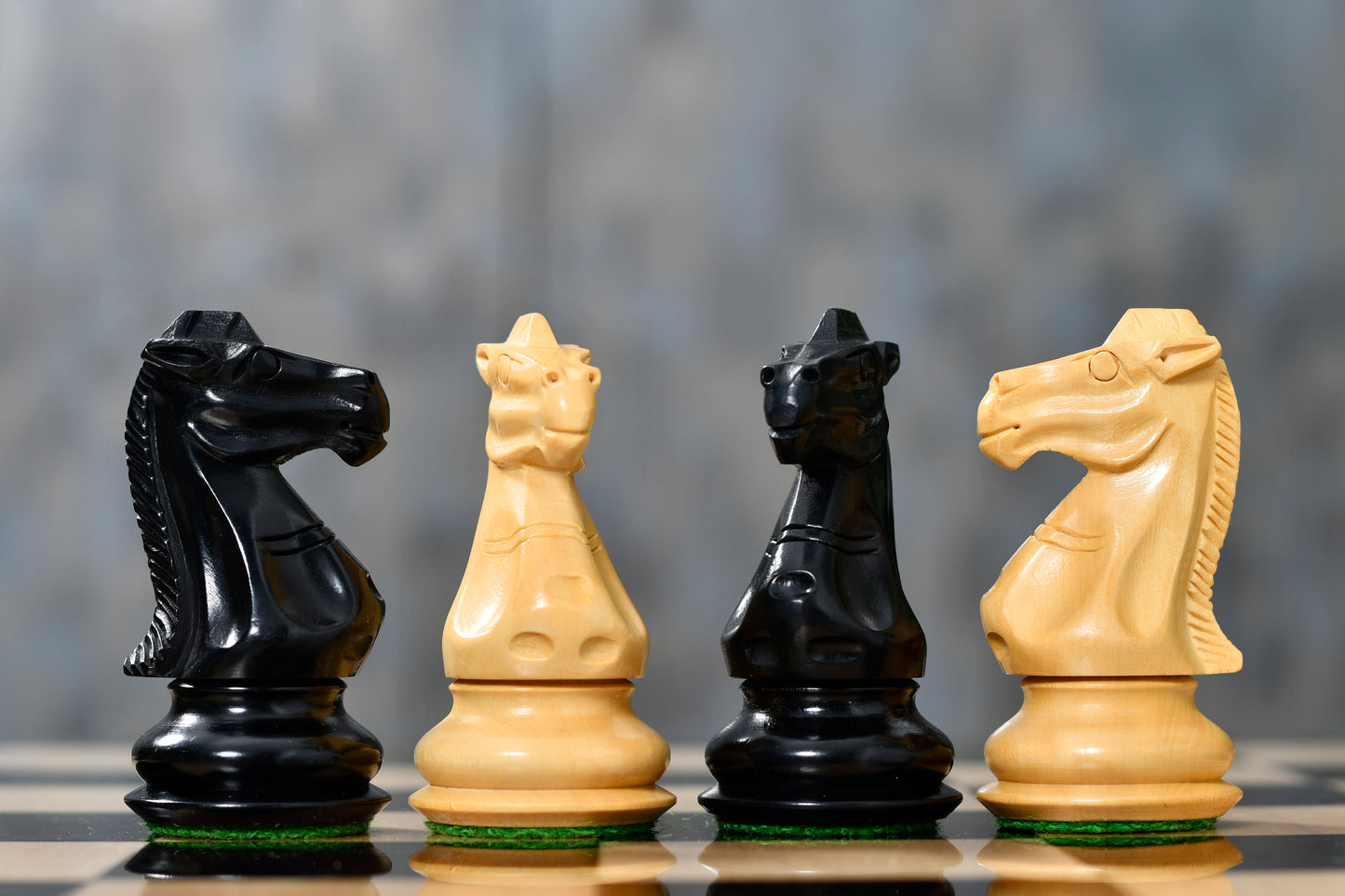 The Old Romeo Staunton Series Weighted Chess Pieces in Ebony & Box Wood - 3.8" King