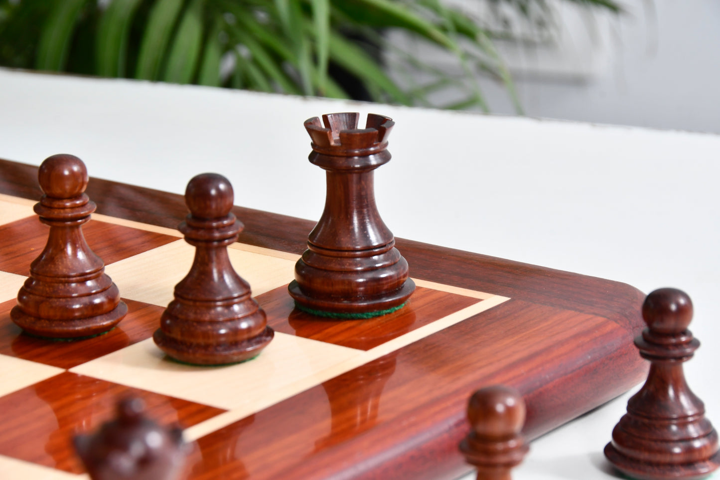 Combo The New Columbian Staunton Series Chess Pieces in Bud Rose Wood & Box wood - 3.8" King with Wooden Chess Board