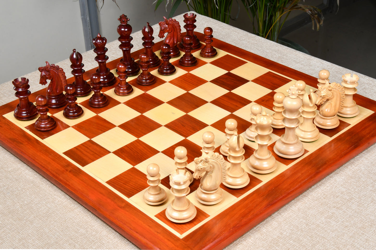 The Hurricane Series Staunton Luxury Chess Pieces Bud Rose & Box Wood - 4.7" King