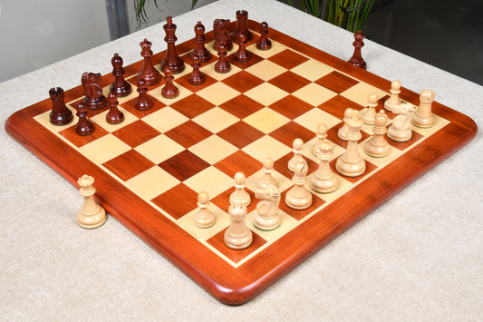 1972 Repro Fischer-Spassky Pattern Chess Pieces V2.0 in Rosewood / Boxwood - 3.75" King with Board