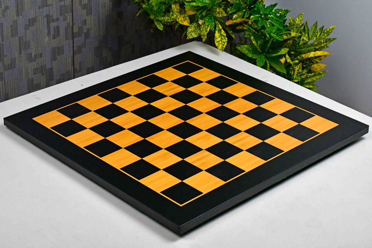 Midnight Black & Golden Tournament Chess Board 21" 57 mm Squares