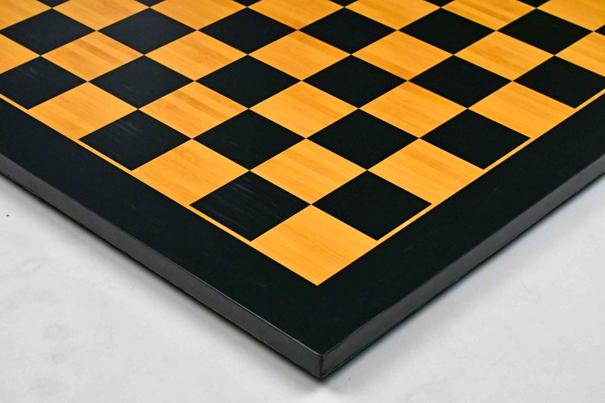 Midnight Black & Golden Tournament Chess Board 21" 57 mm Squares