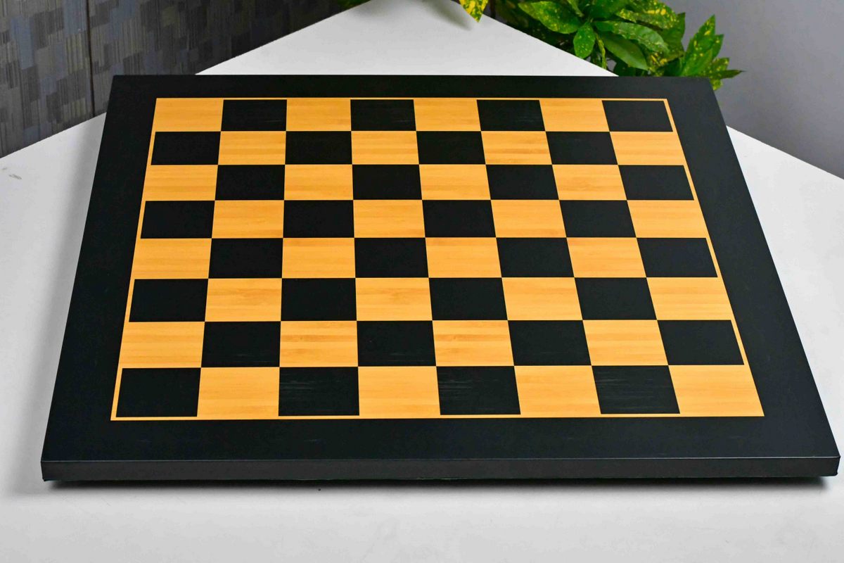 Midnight Black & Golden Tournament Chess Board 21" 57 mm Squares